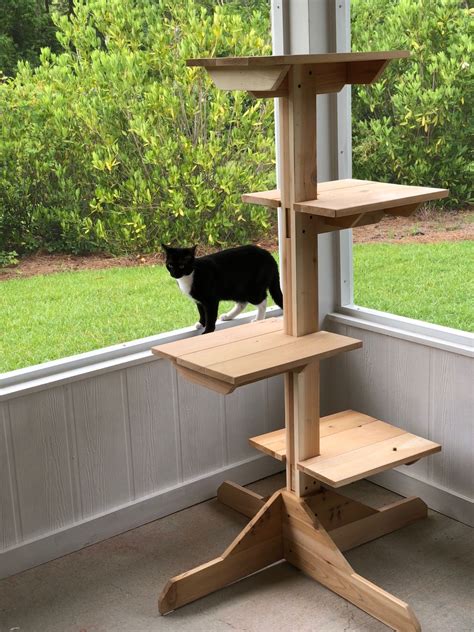 Outdoor Or Indoor Cedar Cat Tree Catsplay Superstore Cat Tree Plans Diy Cat Tree Cat Tree