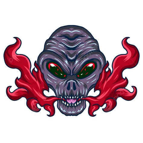 Evil Face Png Transparent Alien Logo Hee Style Evil Face Red Flame