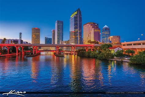Tampa Florida Skyline Along The River Downtown Royal Stock Photo