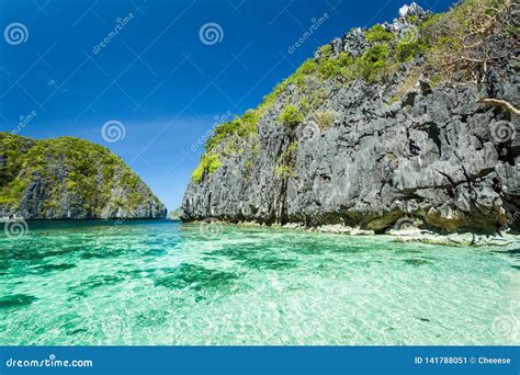 Beautiful Tropical Blue Lagoon Scenic Landscape With Sea Bay And