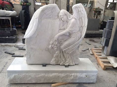 Marble Angel Monument Angel Carved White Marble Headstone Granite