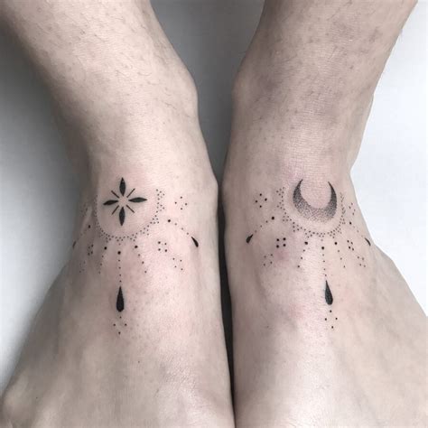 Matching Moon And Sun Tattoos On Both Feet Tattoogrid Net