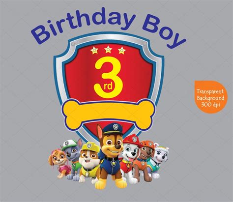 Paw Patrol 3rd Birthday Boy Clipart And Set Of 2 Thank You Etsy