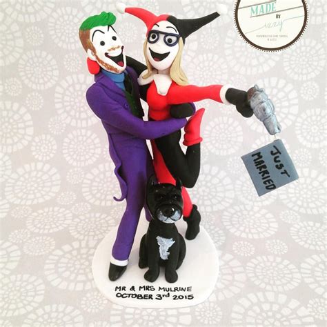 Joker And Harley Quinn Polymer Clay Wedding Cake Topper Joker