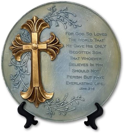 The Nifty Nook Religious Decorative Plate With Gold Cross