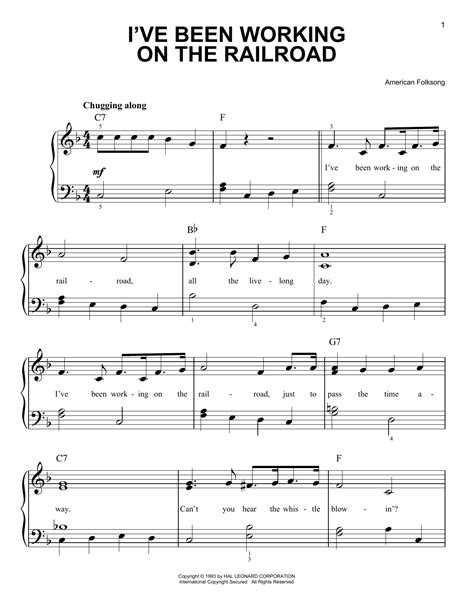 American Folk Song I Ve Been Working On The Railroad Sheet Music Notes Download Printable