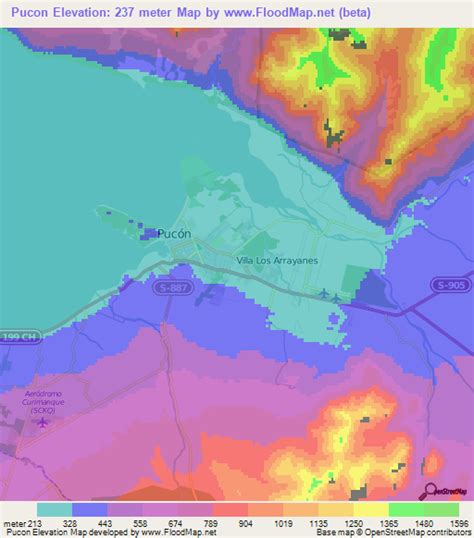 Ski pucón map, directions and surroundings. Elevation of Pucon,Chile Elevation Map, Topography, Contour
