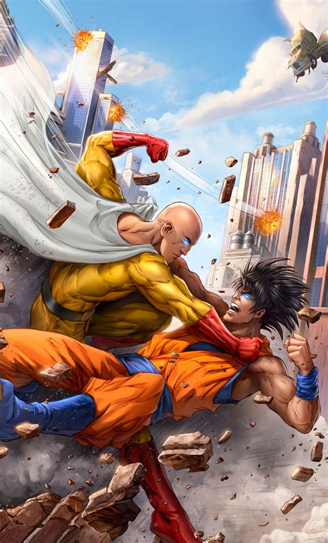 One Punch Man Vs Goku Wallpaper