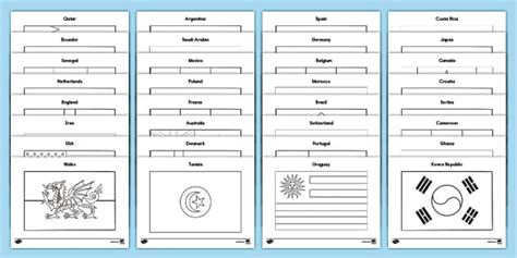 2022 Men S World Cup Flags Coloring Sheets Teacher Made