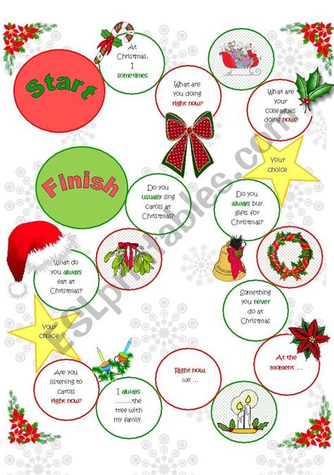Christmas Board Game Esl Worksheet By Jeaninasimona