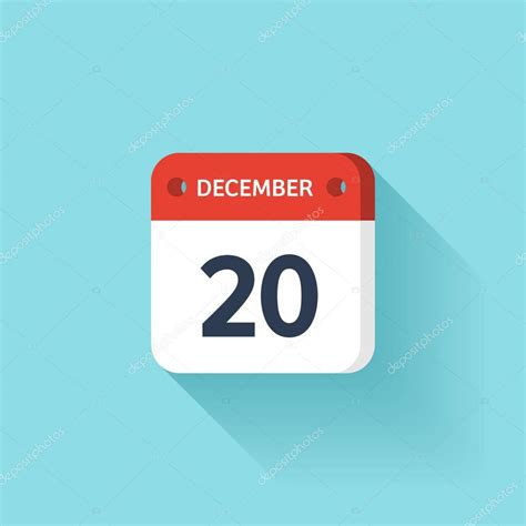 December 20 Isometric Calendar Icon With Shadowvector Illustration