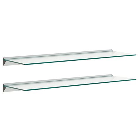 Hartleys Pair 2x 100cm Clear Floating Glass Wall Shelves Storage Display Shelf Ebay