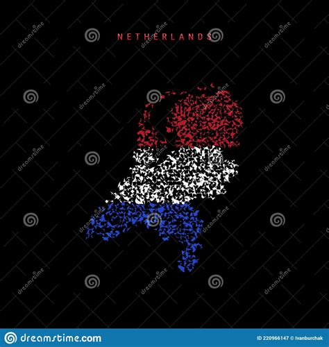 netherlands holland flag map chaotic particles pattern in the dutch netherlandish flag colors