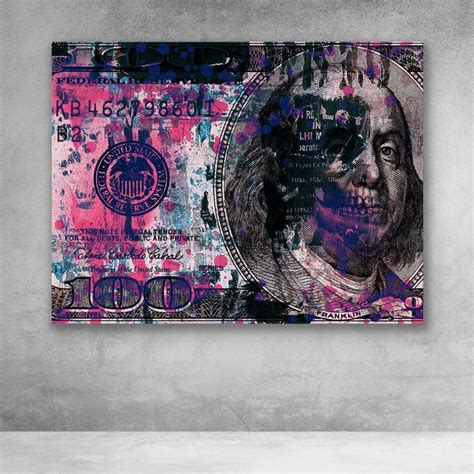 Grunge Ben Franklin 100 Dollar Bill Wall Art Pop Art Canvas