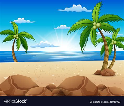 View Of Beautiful Sunrise In The Beach Royalty Free Vector