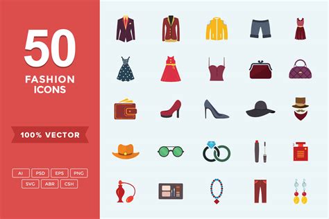 Fashion And Apparel Colorful Flat Icons