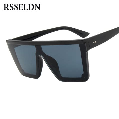 Rsseldn Oversized Square Sunglasses Men Women Flat Top Fashion One