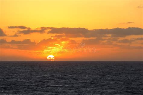 Sunset In The Middle Of The Pacific Ocean Stock Photo Image Of Ship
