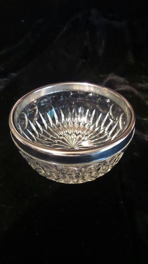 Crystal Bowl With Silver Rim Vintage Silver Bowls Crystal Bowls