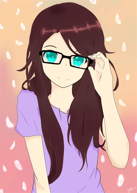 Anime Girl With Glasses By Yaazla Anime Girl With Bro