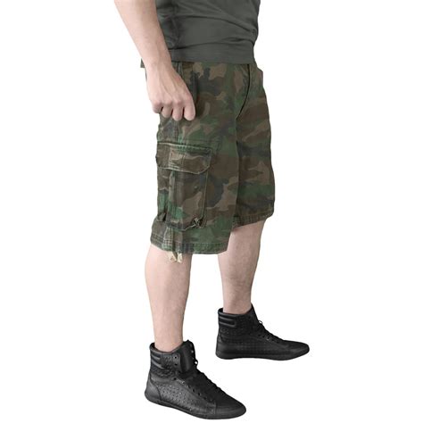 Surplus Vintage Mens Cargo Combat Shorts Army Style Washed Cotton
