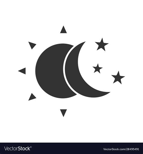Sun And Moon With Stars Glyph Icon Royalty Free Vector Image