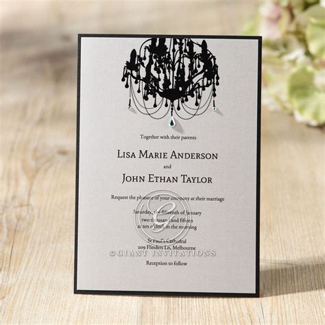 Glamorous Black Chandelier Wedding Invitation By Giant