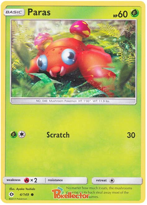 Paras Sun And Moon 4 Pokemon Card