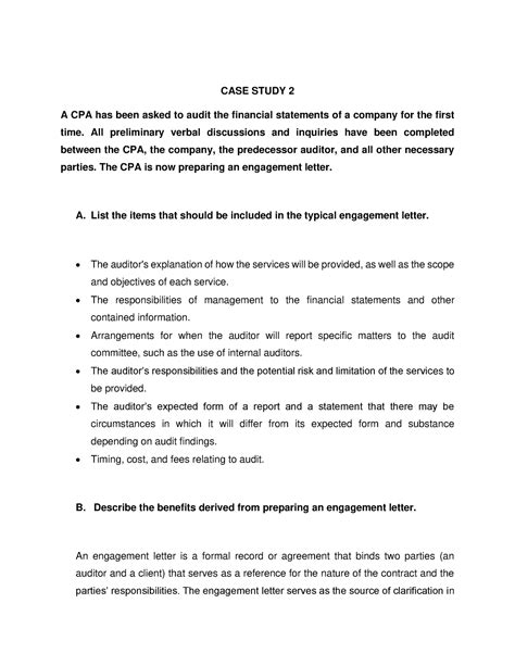 Assignment Quiz Case Analysis Case Study A Cpa Has Been Asked