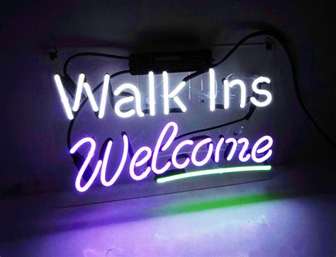 Walk Ins Welcome Words Decor Glass Neon Light Sign Real Glass Etsy