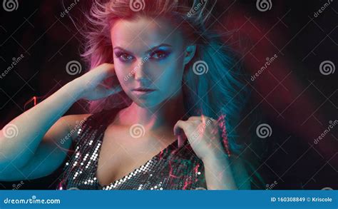 Young Attractive Blonde Woman Dancing In Club Stock Image Image Of Female Dancing 160308849