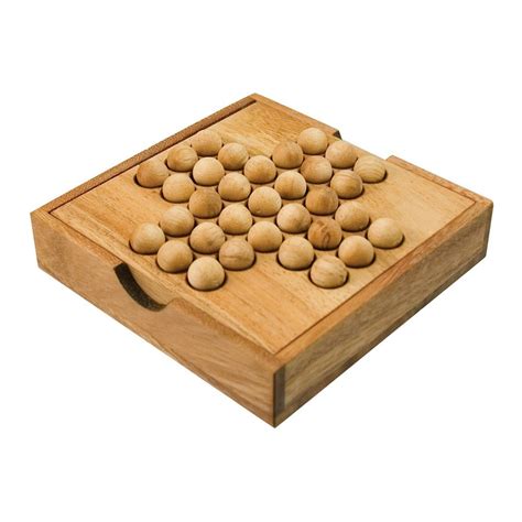 Peg Solitaire Game With Wooden Marbles