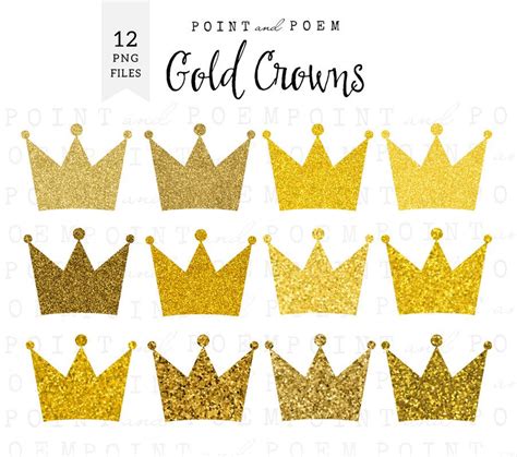 Gold Crown Crown Clip Art Gold Crown Clipart Sparkly Digital Crown