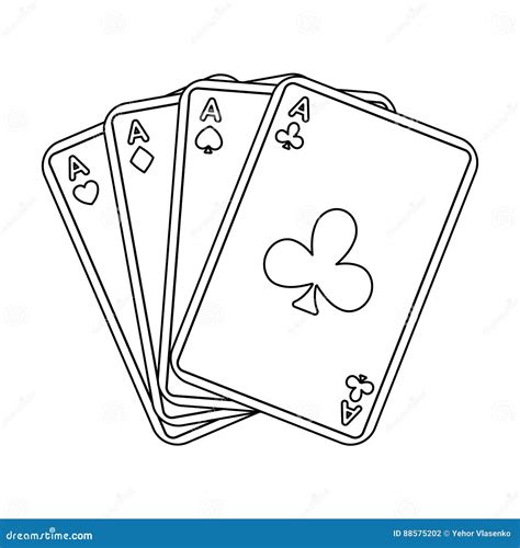 Playing Cards Icon Outline Style Vector Illustration Cartoondealer