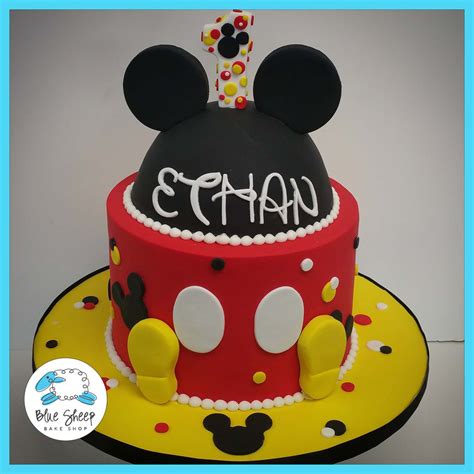 Make your own cake shaped like mickey getting a cake pan shaped like mickey mouse's head makes it easier for the average person to create a realistic mickey mouse cake. Mickey Mouse Inspired Birthday cake - Blue Sheep Bake Shop