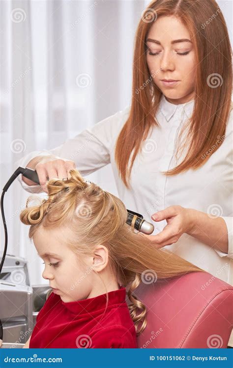 Kid Getting Hair Done Stock Photo Image Of Customer 100151062