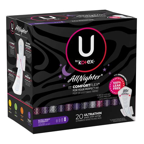 U By Kotex Allnighter Extra Heavy Overnight Ultra Thin Pads With Wings