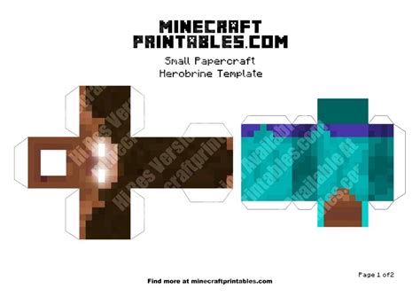 Herobrine Printable Minecraft Herobrine Papercraft Template