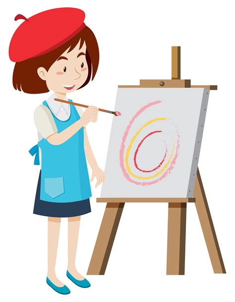 Artist Painting On Canvas 295303 Vector Art At Vecteezy