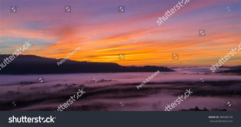 Twilight Before Sunrise On Top Mountain Stock Photo 380589190 ...