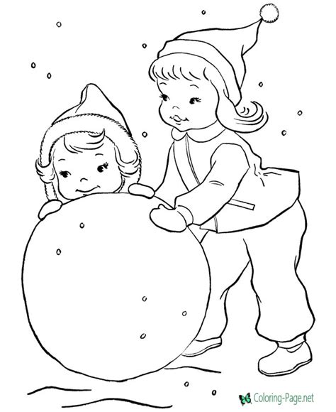 Girls Snowman Winter Coloring Pages