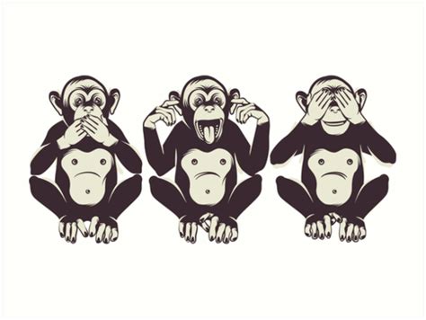 Three Wise Monkeys Art Print By Bokeelee Redbubble