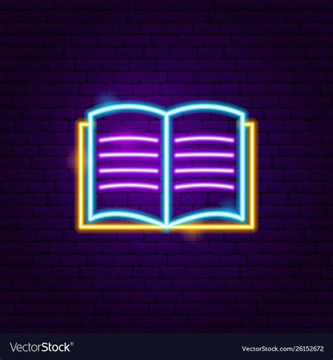 Open Book Neon Label Vector Illustration Of Education Promotion