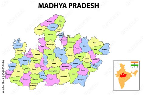 Fotomural Madhya Pradesh Map Political And Administrative Map Of