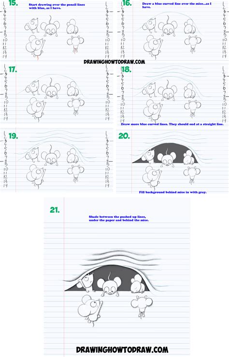 Feel free to post your 3d drawing and optical illusions: How to Draw Optical Illusion of Cartoon Mice Characters ...