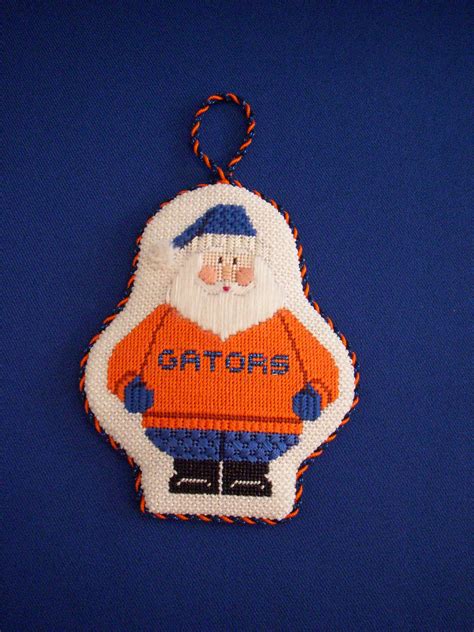 santa ornament for the sports fan i finished for the needlepoint in paradise santa cross