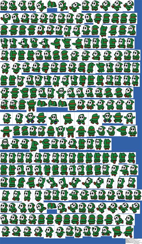 the spriters resource full sheet view paper mario color splash shy guy green