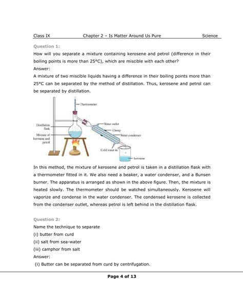 Class Th Science S Matter Around Us Pure Ncert Solution Cbse