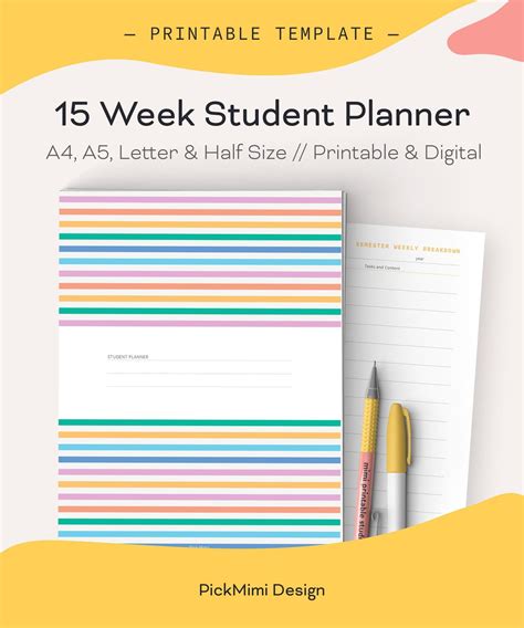 Student Printable Weekly Notebook Semester Term Organiser Etsy