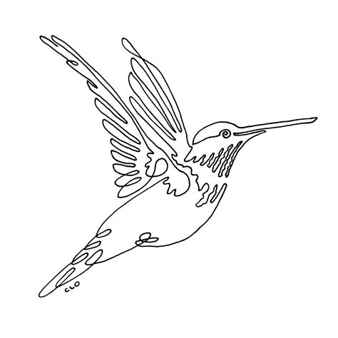 Hummingbird Modern One Line Drawing Digital Art Download Abstract Bird
